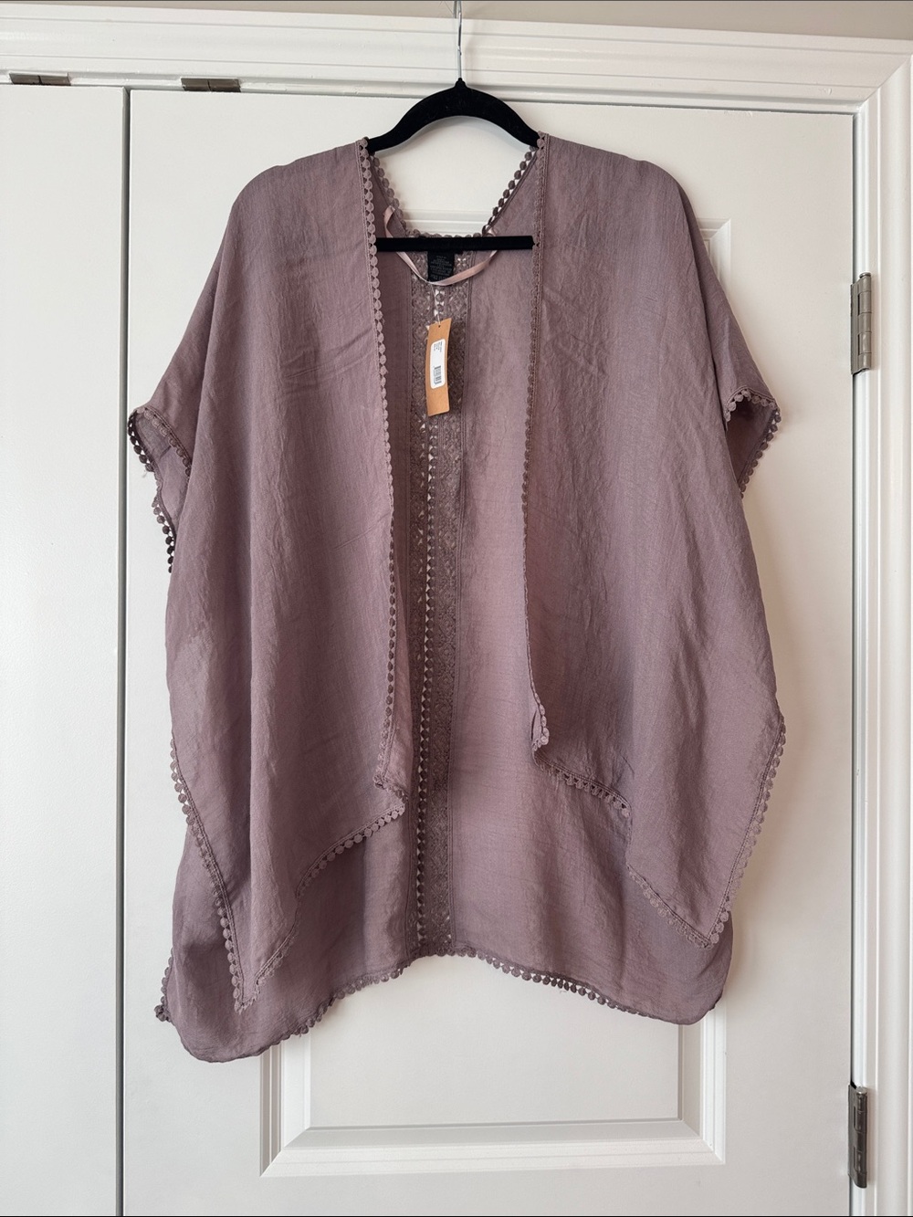 Steve Madden Mauve Open-Front Tunic with Pom-Trim